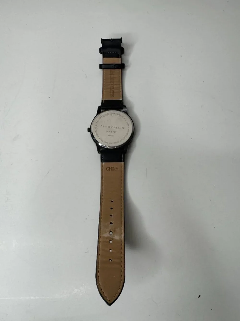 Perry Ellis Stainless Steel Watch Simulated Leather Band PRY-61501, 0719, SR626S